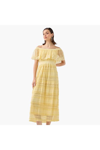 2Xtremz 2Xtremz Embroidered Off Shoulder Dress