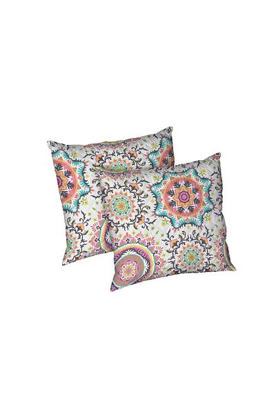 ALCAM Set Of 2 Kantha Pillows, Quilted Microfiber, 70x70 Cm