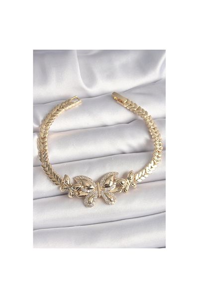 Skygo Brass Gold Color Zircon Stone Butterfly Model Women's Bracelet - Tj-Bb6814