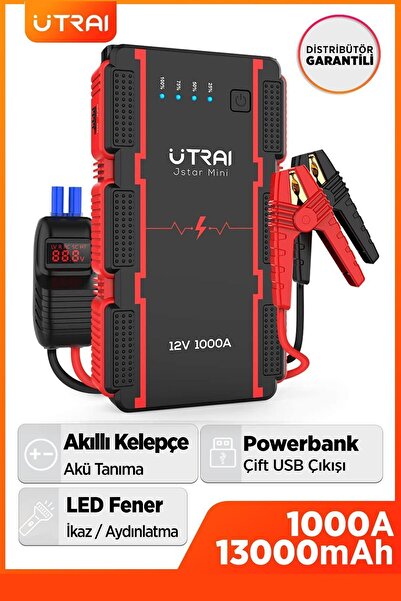 UTRAI Jstar Mini 13000mah 1000a Jump Starter Taşınabilir Akü Takviye Cihazı Lcd Ekran(POWERBANK LED LAMBA)