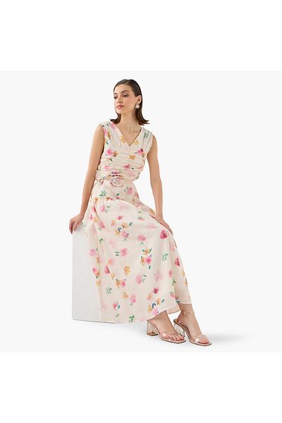 2Xtremz 2Xtremz All-Over Floral Print Sleeveless A-line Dress