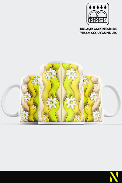 nilizma Flower Patterned Colorful Mug – 330 ml Mug |   Stylish and Durable Design