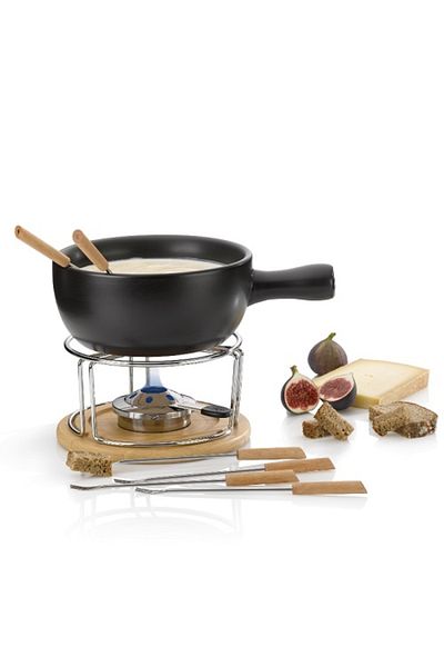 KELA Keck Lang Fondue de branza NATURA ceramica, inox, crom, lemn