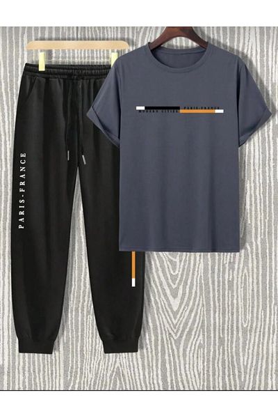 SKYLİGHT Smoked Oversize Paris Design T-Shirt, Black Jogger and Set