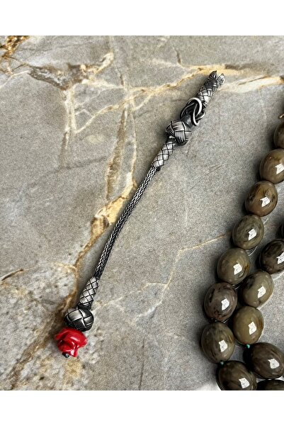 KAZZAZE Gümüş Kazaziye Renkli Gül Modelli Tekli Tesbih Püskülü, Küçük ve Orta...