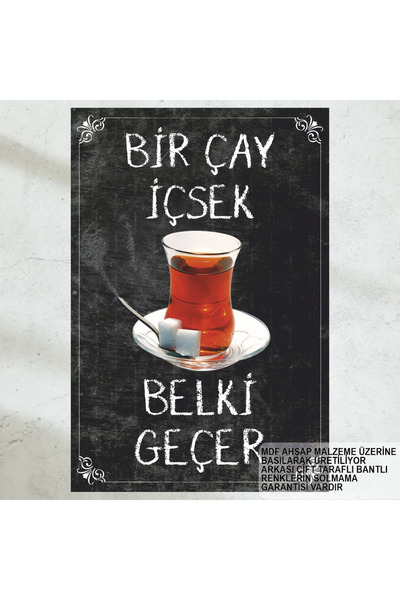 Hayat Poster bir çay içsek belki geçer ev dekorasyon tablo çay sözleri retro ...