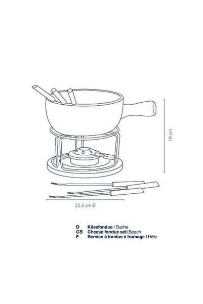 KELA Keck Lang Fondue de branza NATURA ceramica, inox, crom, lemn