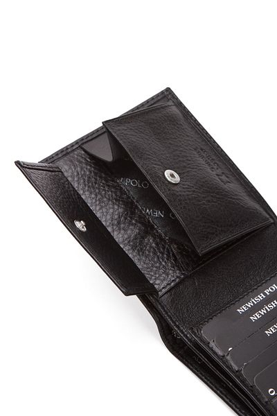 Newish Polo Men's Genuine Leather Card Holder and Wallet - Black