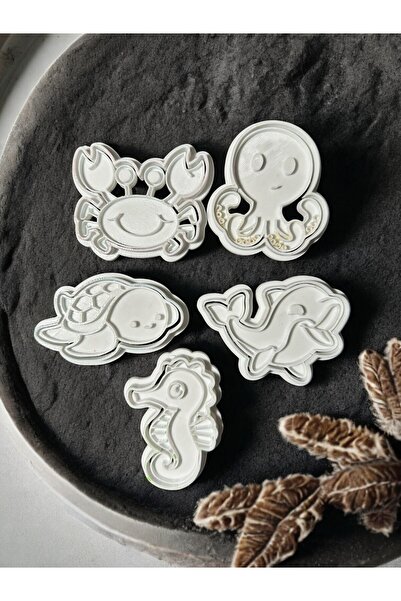 tekmation مجموعة قوالب بسكويت على شكل حيوانات بحرية لطيفة مكونة من 5 قطع، مجم...