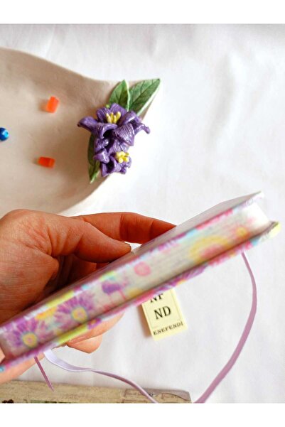 ENEFENDİ NOT ANI HEDİYE KIZ ÇOCUK GENÇ ÇİZGİLİ DEFTER 80 YAPRAK A7 CEP BOY DESENLİ LASTİK KAPAMA MOR