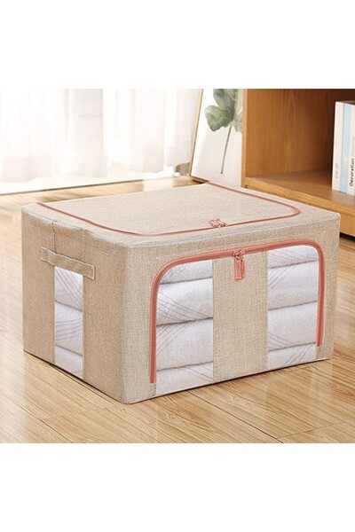 Flippy Foldable Storage Box, Flippy, with Zipper, 100 L, Textile, 60x42x40 cm, Metal Frame, Stable Plastic