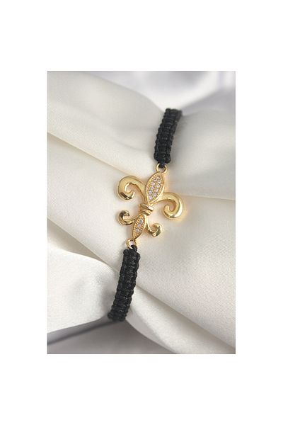 Skygo Brass Gold Color Zircon Stone Lily Figure Elevator Macrame Model Women's Bracelet - Tj-Bb6807
