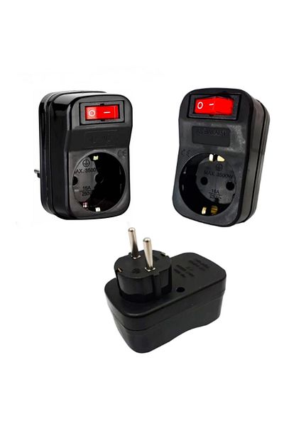 DeftHike Single Current Protected Switch Socket 16A 250V, Max 3500W Overload Protection (Black)