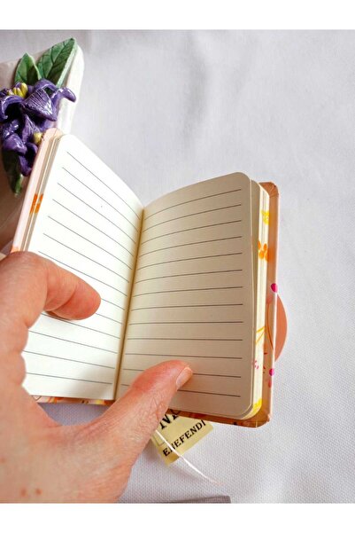 ENEFENDİ Notepad Memory Gift Girl Young Striped Notebook 80 Sheets A7 Pocket Size Patterned Elastic Mink