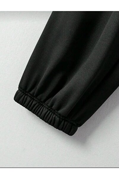 SKYLİGHT White Oversize Future Printed Crew Neck T-Shirt - Black Jogger Sweatpants Set