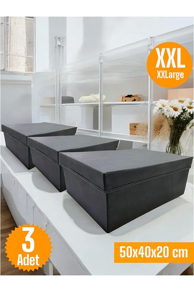 Balkan Room 3 Pieces Flip Lid Cabinet Organizer Box Multi-Purpose Storage Box Xxlarge 50X40X20 cm