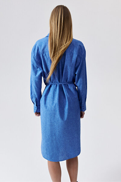 H&M Keten Karışımlı Gömlek Elbise