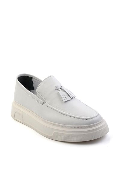 Bambi White Leather Men's Loafer Shoes E 01080107603