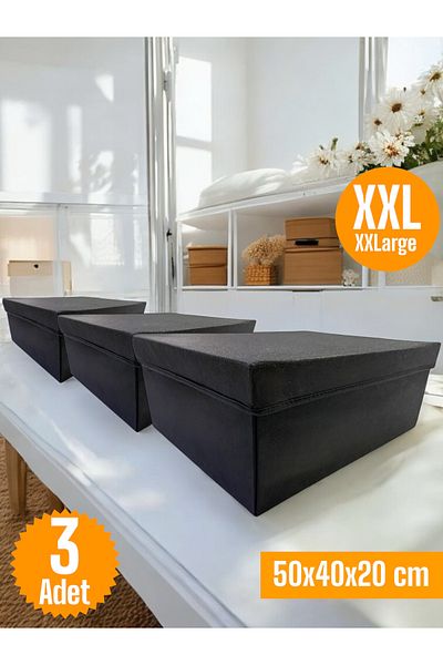 Balkan Room 3 Pieces Flip Lid Cabinet Organizer Box Multi-Purpose Storage Box Xxlarge 50X40X20 cm