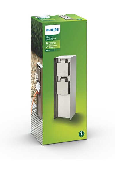 Philips Paslanmaz Çelik Güç Kaynağı, Uyumlu  Hava Koşullarına Dayanıklı Akıllı Priz