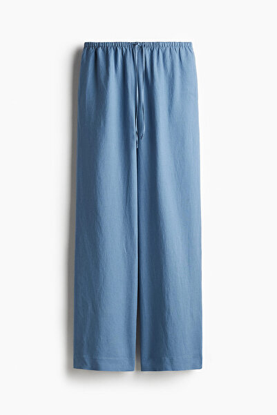 H&M Keten Karışımlı Düz Kesim Pantolon