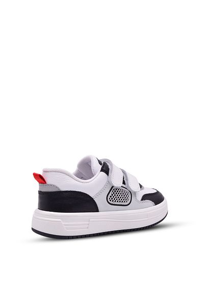 kids A more Massa Boy's Double Velcro Genuine Leather White Casual Shoes