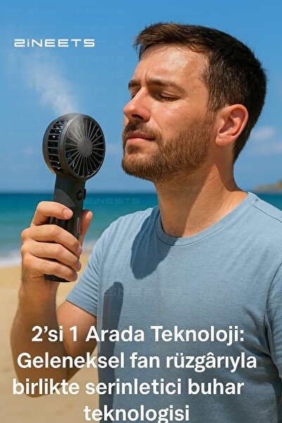 POLYGOLD El Tipi Sulu Buharlı Fan Şarjlı Vantilatör Mini Masaüstü El Fan Taşınabilir 3 Kademeli Usb Pervane