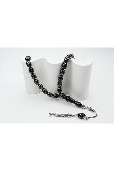 Skygo Oltu Stone Beyzi Circled Twist Embroidered Rosary