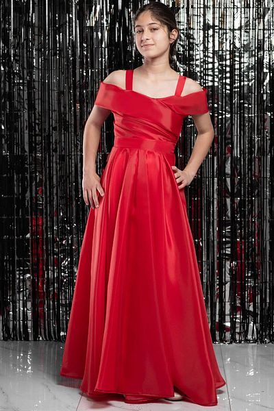 Modaviki Strappy Elastic Waist Evening Dress Red Mdv362