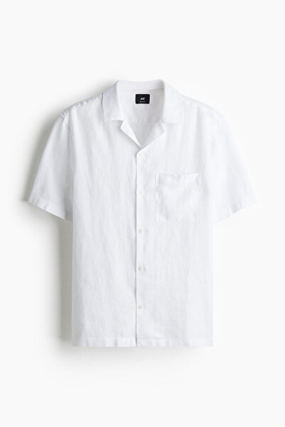 H&M Erkek Yaka Keten Gömlek Regular Fit