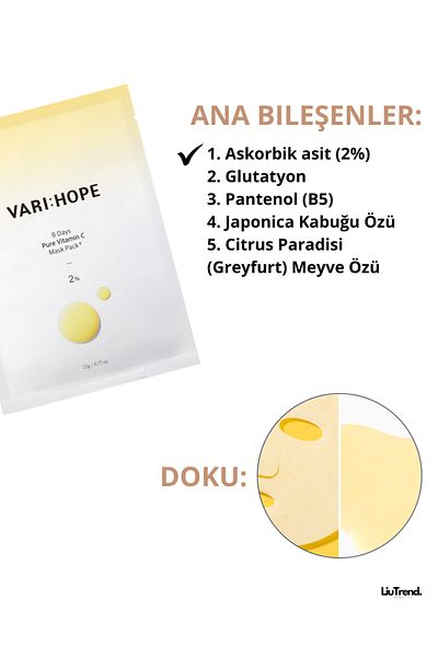 VARI HOPE Vari:Hope 8 Days Please Mask - Pure Vitamin C 5Ea, Anti-Pigmentation Vitamin C Mask