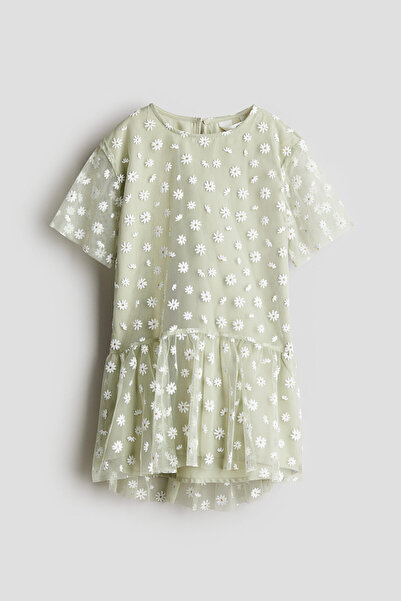 H&M İşleme Detaylı Elbise