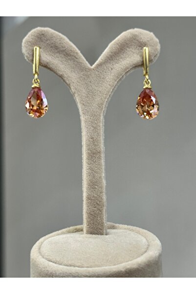 DURAN TAKI TASARIM Şampanya Zirkon Gümüş Küpe