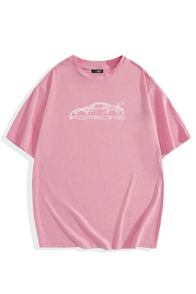 BRZ COLLECTION Μπλουζάκι Unisex Oversize Pink Porsche Crystal Stone με στάμπα