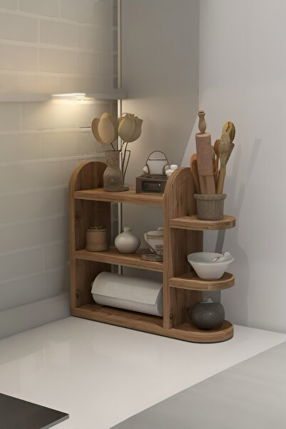 İZMİR ALİNDA MOBİLYA Mutfak Rafı Baharatlık Atlantik Çam Rengi