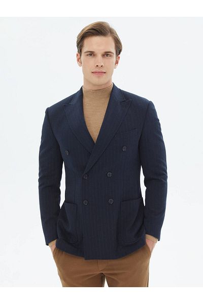 Kip Striped Modern Fit Knitted Jacket