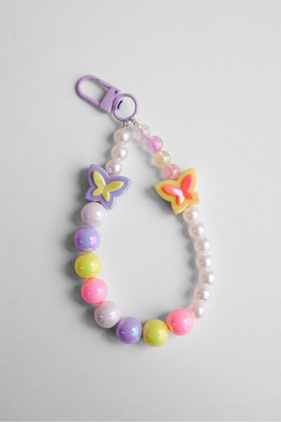EFBUTİK Purple Pearl Butterfly Bag Charm Keychain