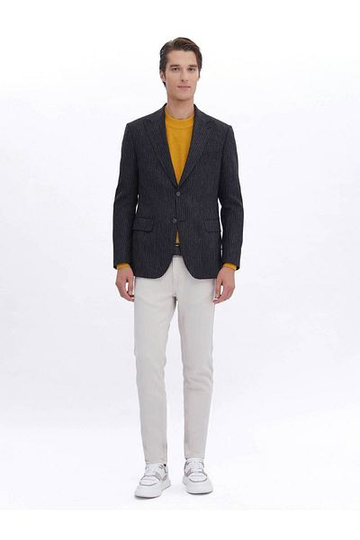 Kip Patterned Modern Fit Wool Blend Jacket