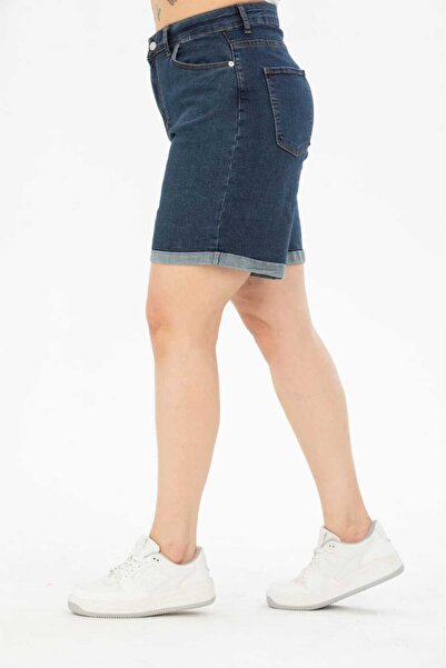 ASSO KADIN BÜYÜK BEDEN DUBLE PAÇA YÜKSEK BEL ESNEK ŞORT