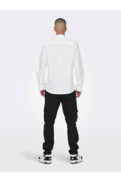 Only & Sons Onscaıden Lıfe Ls Solıd Lınen Shırt Noos Біла чоловіча сорочка 22012321