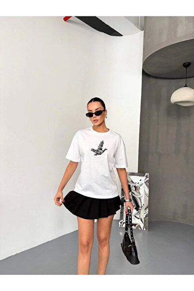 FREEDOM STOREE Velmora cu mânecă scurtă cu imprimeu tricou - Alb -