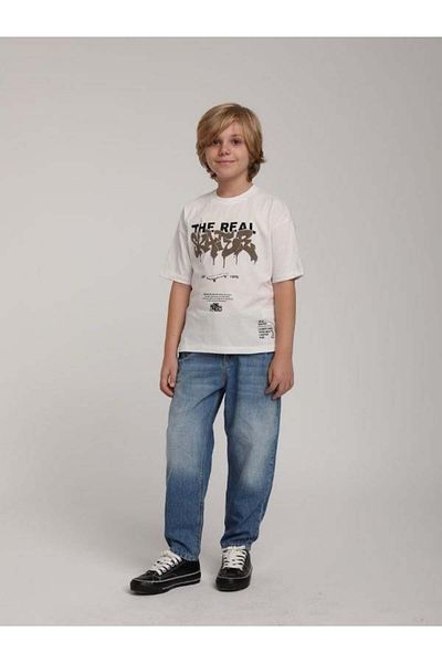 Zekids Tricou din bumbac scris The Real pentru băiat