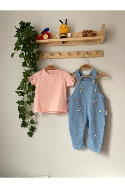 ORNG BABY Kız Çocuk Nakışlı Jean Tulum