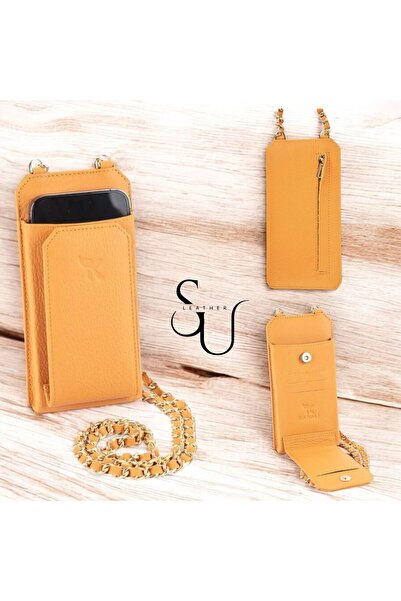 Su Deri HAKİKİ DERİ TELEFON VE CÜZDANLIK ASKILI DERİ ÇANTA CÜZDAN