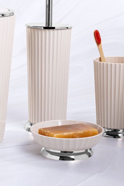 Prima Nova Beige Nely Solid Soap Dish - Chrome Plated Design
