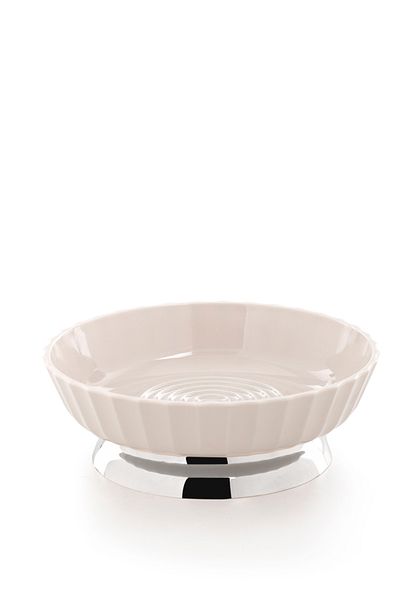 Prima Nova Beige Nely Solid Soap Dish - Chrome Plated Design