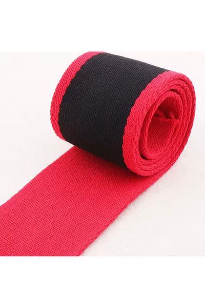 ŞENEL DAR DOKUMA 4cm red edge striped black woven elastic-waist hem skirt flat elastic- elastic band / 25m