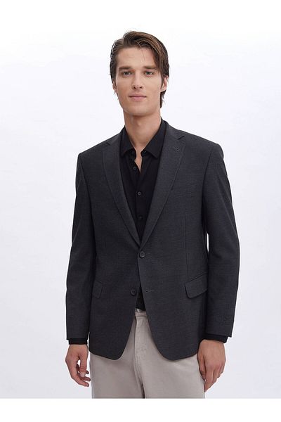 Kip Anthracite Patterned Regular Fit Eco-friendly Jacket