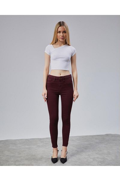 soBasic Blugi skinny E.x.t.r.a Burgundy Blugi care nu se estompează