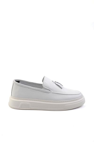 Bambi White Leather Men's Loafer Shoes E 01080107603